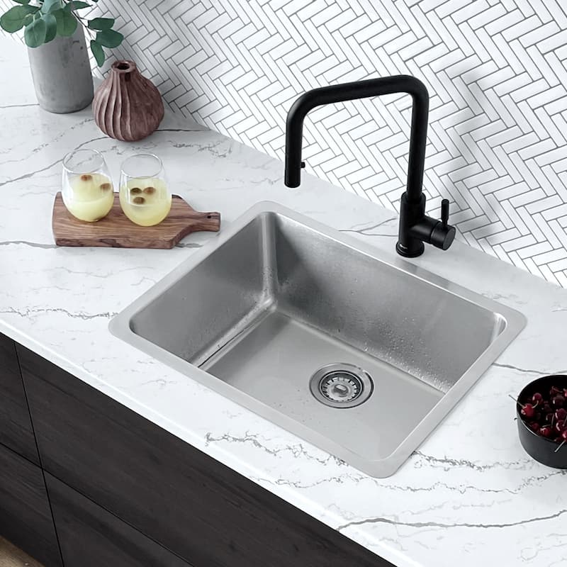 Dual Mount 19" Stainless Steel Single-Bowl Kitchen Sink S-408T - 20 1/2" x 18" x 9"