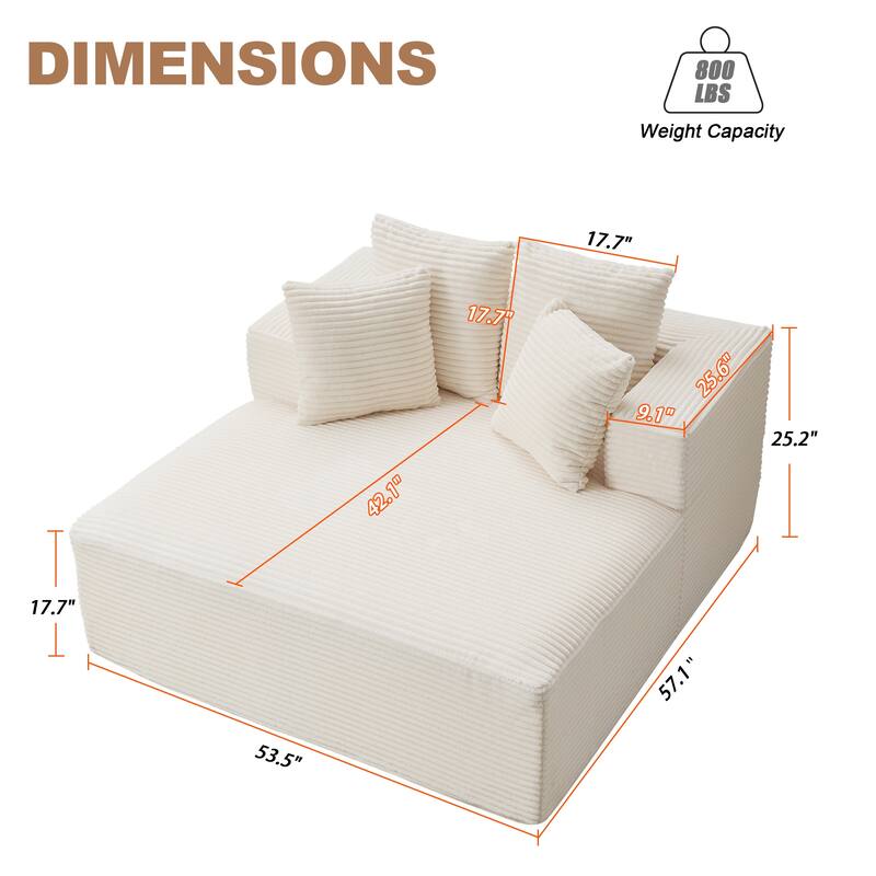 54" W Oversized Chaise Lounge Sofa Couch