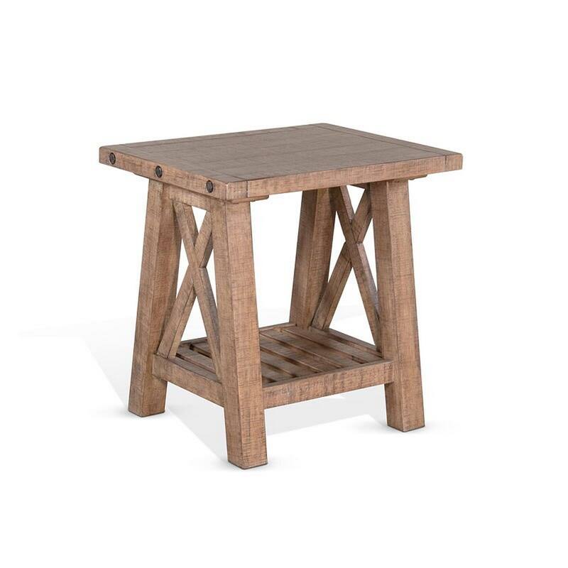 Anva End Table, Light Brown Mahogany, Shelf, Rectangular 24 Inch