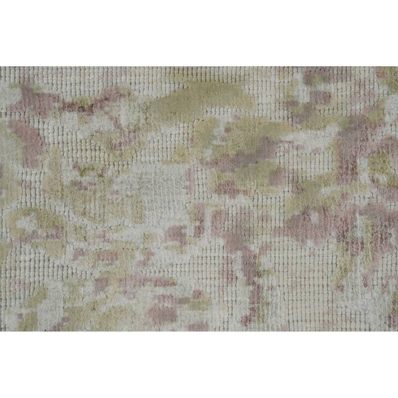 Hand Knotted Oriental Viscose Silk Carpet Modern Floral Multi-Colored Abstract Area Rug - 8' 1'' X 5' 7''