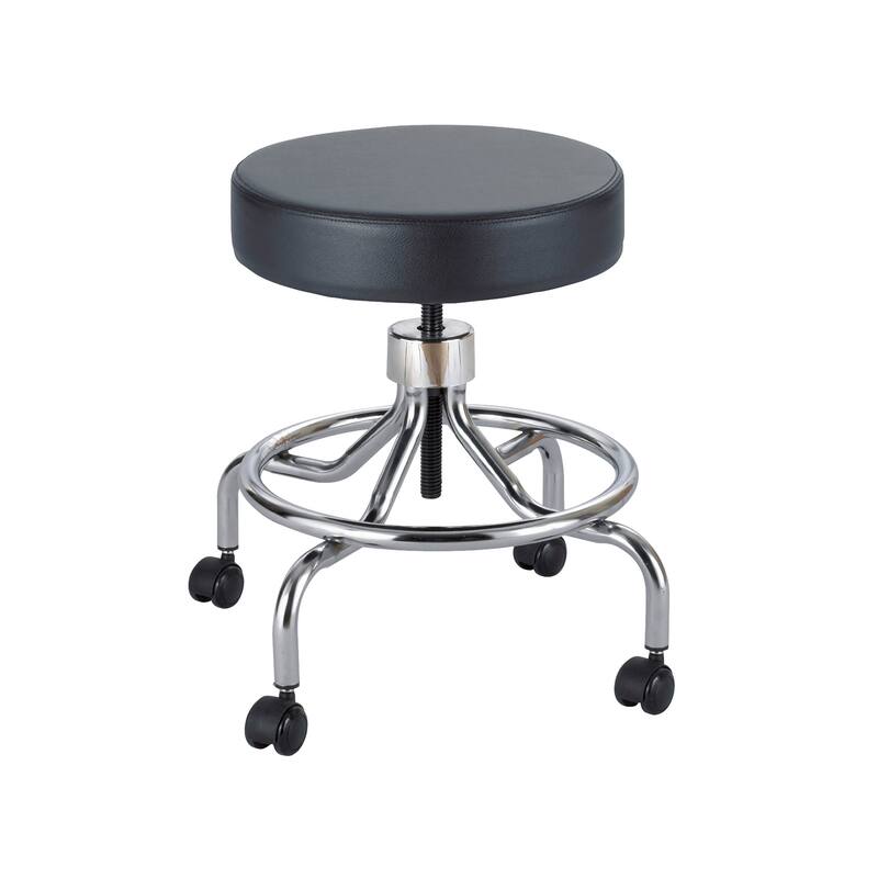 Black Vinyl Adjustable Height Lab Stool - Black