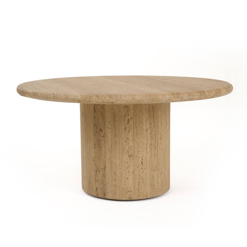 Modrest Lavaca Modern Travertine Marble Round Coffee Table