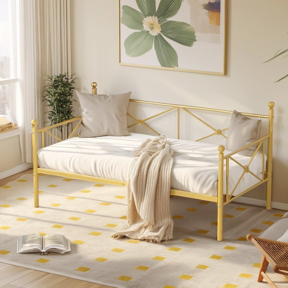 Javlergo Metal Daybed Frame Twin Size Sofa Bed with Steel Slats for Living Room Guest Room