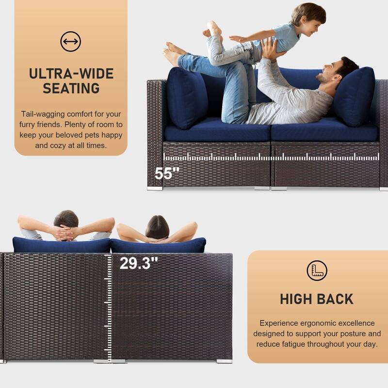 15-Piece Outdoor Wicker Modular Sectional with 43" CSA Fire Pit Table