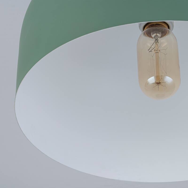 1-Light Green Dome Shape Flush Mount Ceiling Light for Hallway Foyer