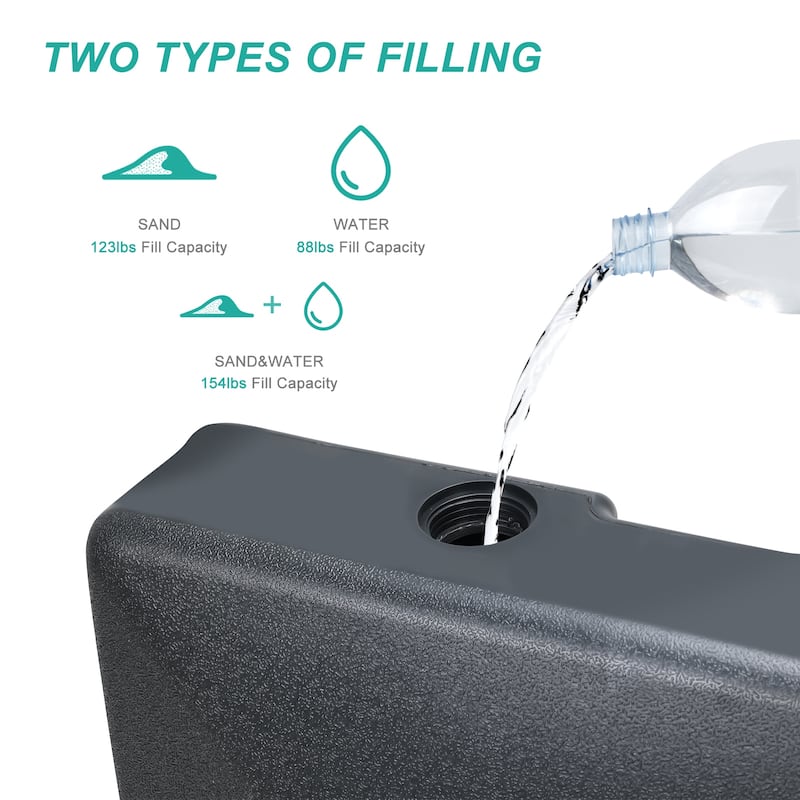 Aoodor Patio Umbrella Base Heavy Duty with Wheels and Pull Rod - Black