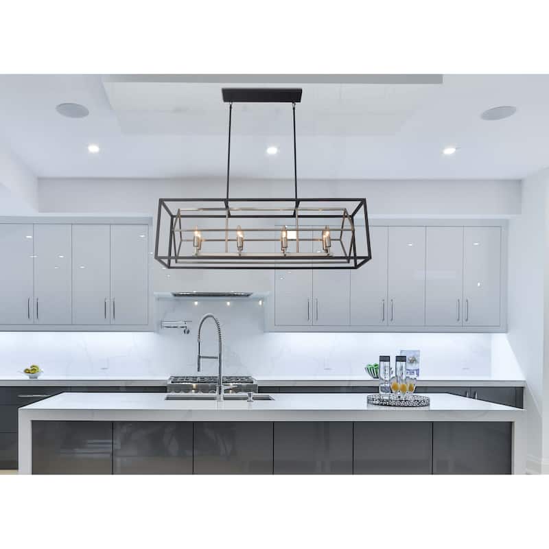 8 - Light Kitchen Island Rectangle Chandelier Geometric Modern Cube Design