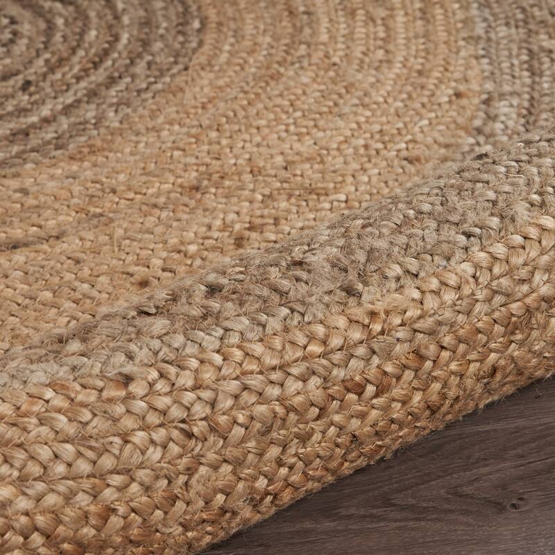 Sevita Organic Jute Braided Area Rug, Natural and Gray