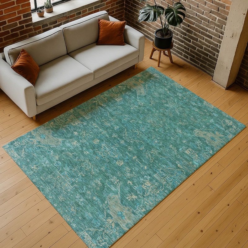 Machine Washable Indoor/ Outdoor Traditional Chelsea Chantille Rug