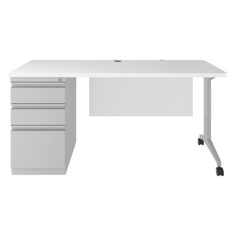 Hirsh Modern Teacher's Desk, Arctic Silver/White