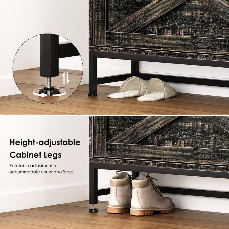 Anmytek Industrial Farmhouse 3 Drawer Shoe Cabinet with Adjustable Legs and Anti Tip Kit