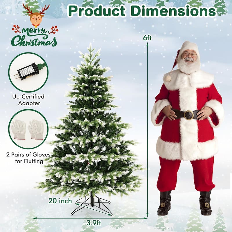 Gymax 6 FT Per-Lit Artificial Christmas Tree Hinged Xmas Tree w/ Quick