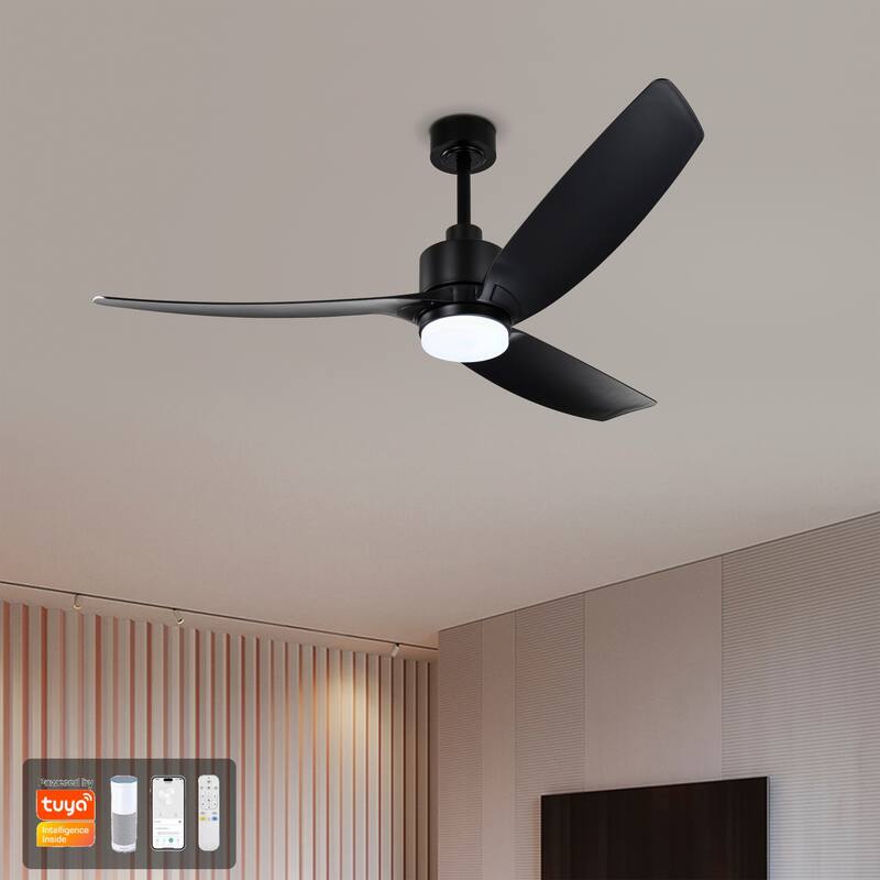 Genson SMART Black 3-Blade LED Lighted Ceiling Fan with Remote