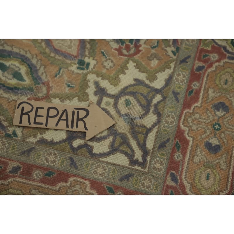 Hand Knotted Oriental 100% Wool Carpet Traditional Floral Brown Tabriz Area Rug - 9' 4'' X 6' 2''