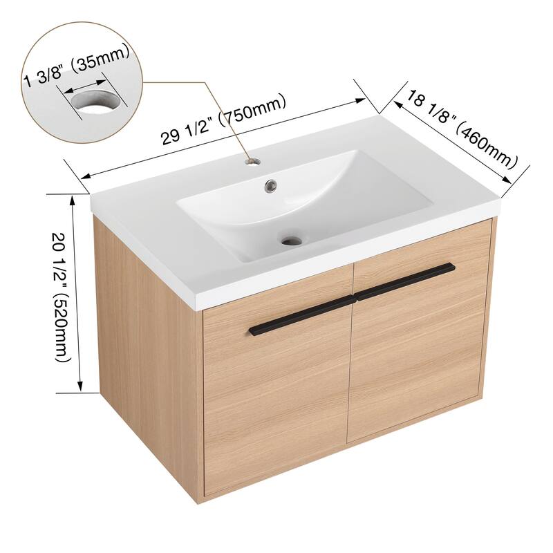 BNK 16"/20"/24"/30"/36" Single Sink Bathroom Vanity with Soft Close Door and Shelf