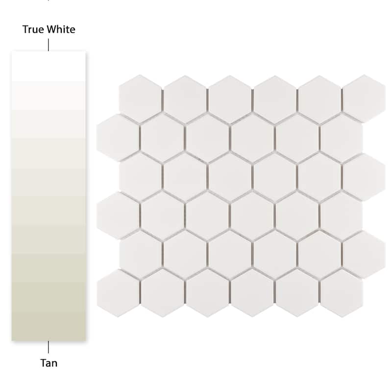 Merola Tile Gotham 2" Hex White 11-1/8" x 12-5/8" Porcelain Mosaic Floor and Wall Tile