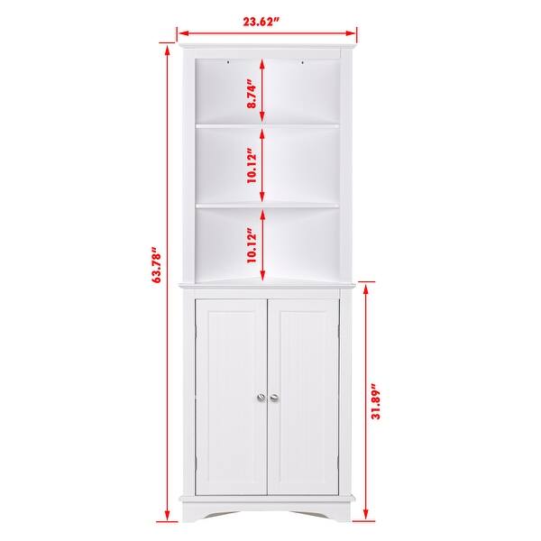 Spirich Bathroom Storage Tall Corner Cabinet With 2 Doors And 3 Tier Shelves White Overstock 31673368