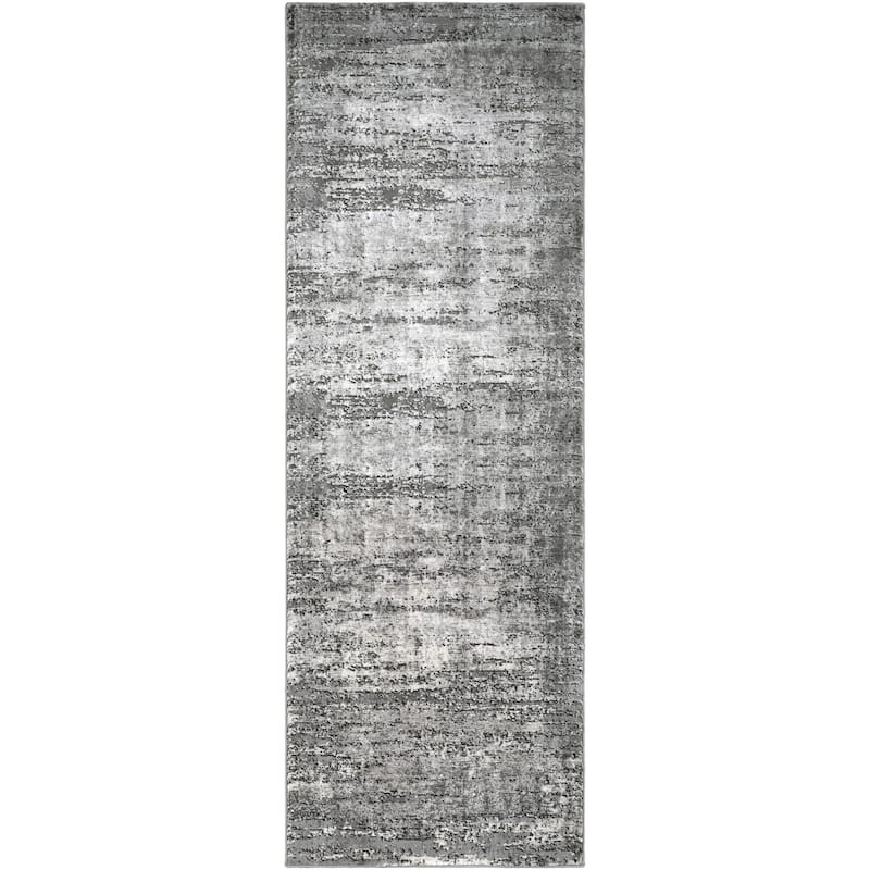 Livabliss Tibetan Mid-Century Abstract Area Rug - 2'7" x 7'7" - Grey