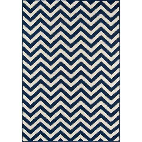 slide 2 of 30, Momeni Baja Chevron Indoor Outdoor Rug 1'8" x 3'7" - Navy