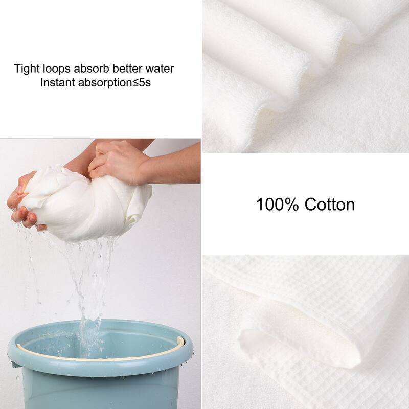 Cotton Bath Towels Absorbent Waffle Weave 4Pcs 27"x54"