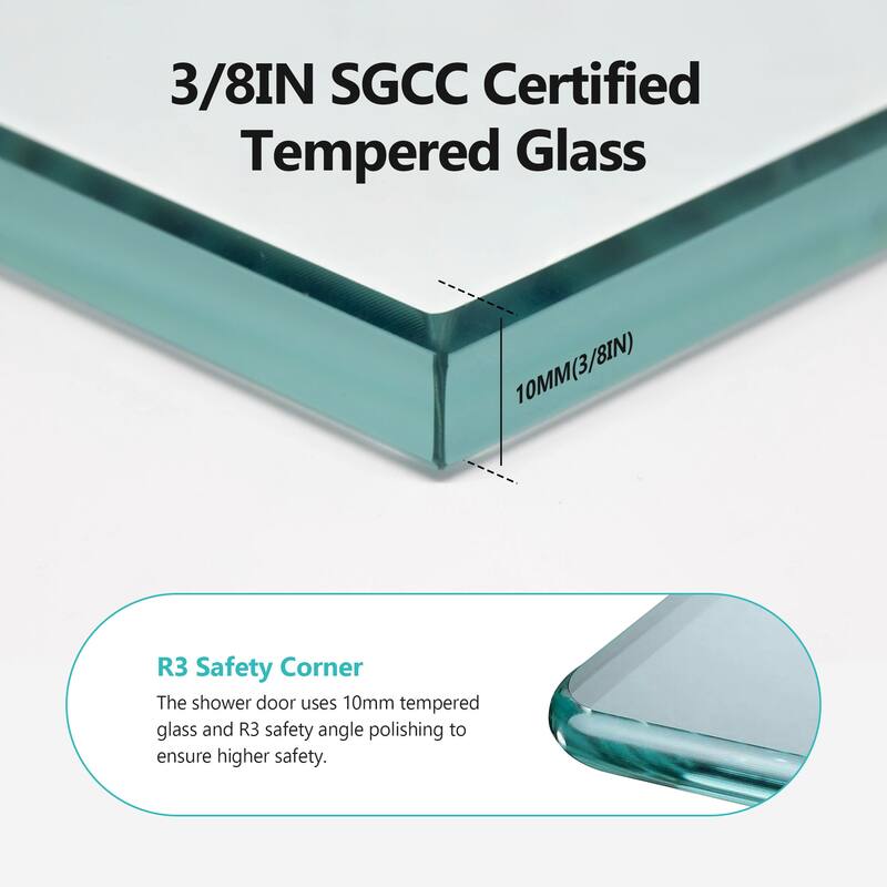 56-60 inches W *76 inches H Frameless Double Sliding