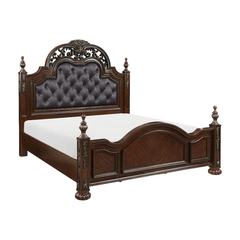Roseanne Cherry Faux Leather Upholstered Tufted Bed