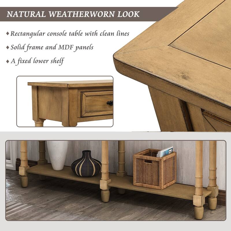 Console Table Sofa Table with 2-Drawers and Bottom Shelf