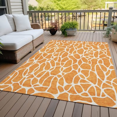 Machine Washable Indoor/ Outdoor Modern Chantille Rug