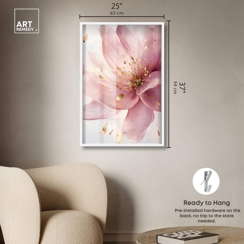 Pink and Gold Bloom Shadowbox by Art Remedy