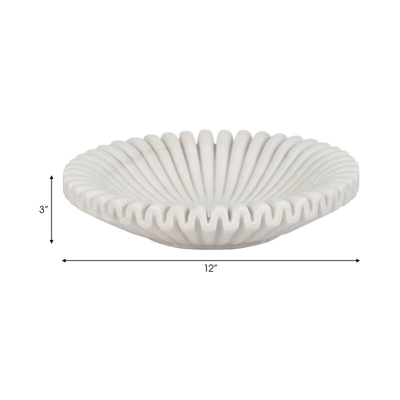Sagebrook Home Ceramic Decorative Bowl in Elegant White, Modern Home Decor, Single Piece, 12 Inches - 12" x 12" x 3"