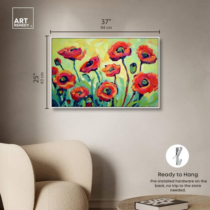Red Poppy Field I Canvas by Art Remedy