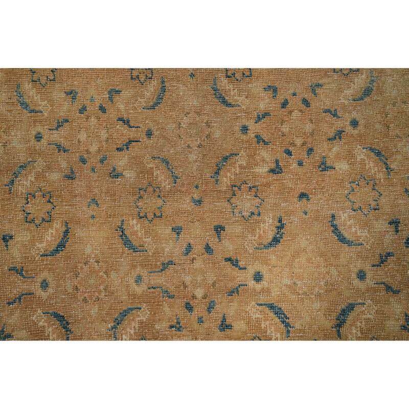 Hand Knotted Oriental 100% Wool Carpet Traditional All-Over Brown Tabriz Area Rug - 9' 11'' X 6' 10''