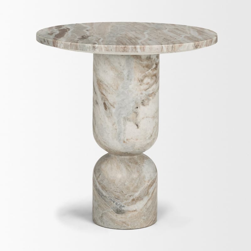 Nylah Solid Pink Marble Round Accent Table