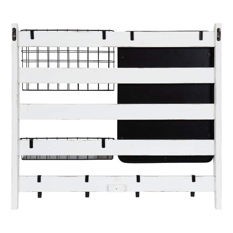 Kate and Laurel Tanner Wall Organizer with Mirror and Hooks