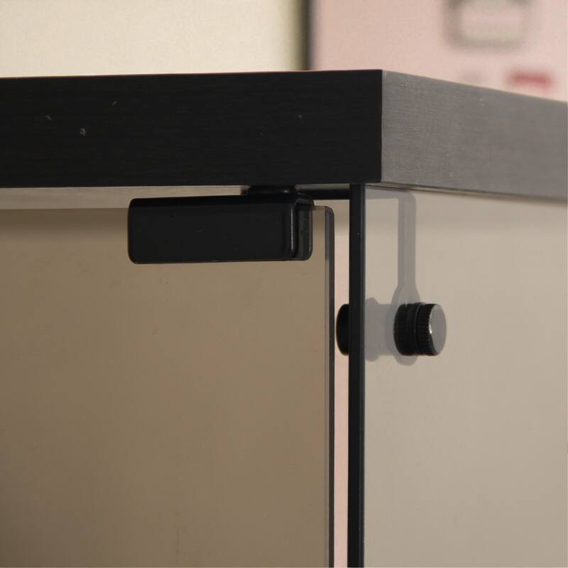 Lighted Two-Door Glass Display Cabinet with 4 Shelves, Tempered Glass and Security Lock