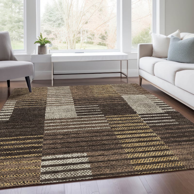 Premium Washable Super Soft Geo Stripe Mayfield Rug