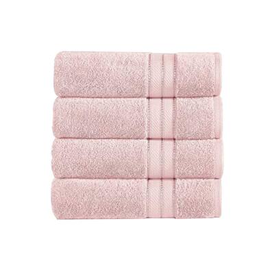 Bergamo 4 Piece Spun loft Towels with Stripes and Twill Weave The Urban Port, Pink