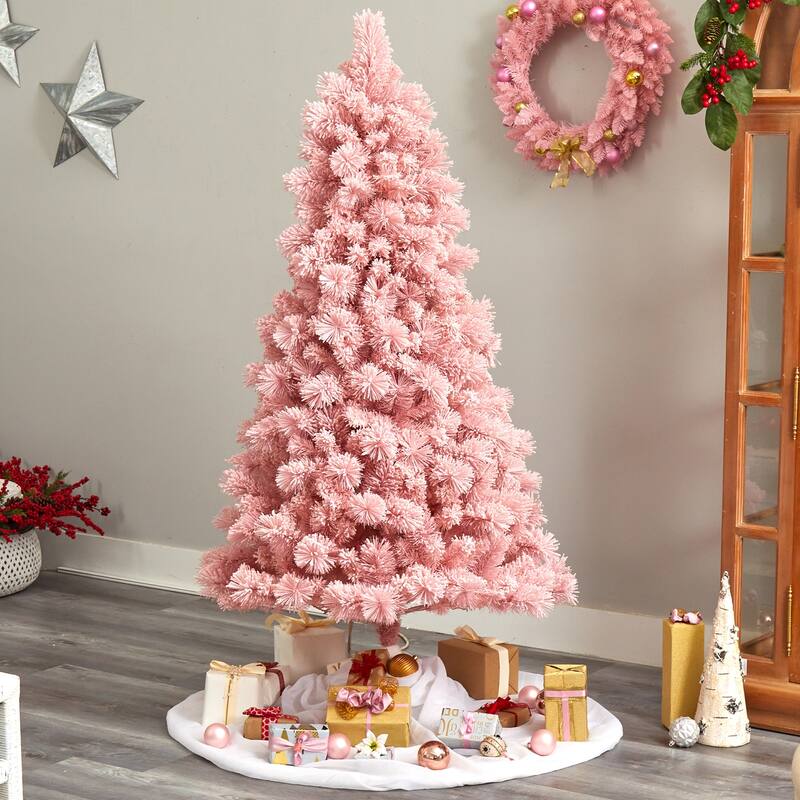 7ft. Holiday Pink Cashmere Artificial Christmas Tree with 300 LED Lights & 599 Branches - Playful Festive X-Mas Showpiece