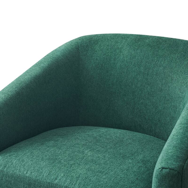 Modern Upholstered Accent Chair Fabric 360° Swivel Barrel Set of 2 Armchair Wood Frame