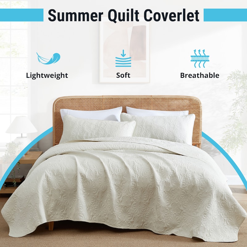 HLC.ME Benji - 3 Piece Size Quilt Set, Lightweight Bedspread Coverlet Set