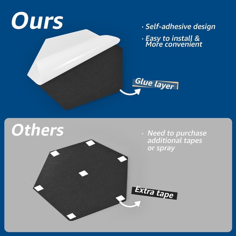 flyout slide 2 of 6, Art3d Self Adhesive Acoustic Panels, Hexagon Sound Proof Wall Panels,Studio Treatment Tiles(12-pack,14X12X0.4in)
