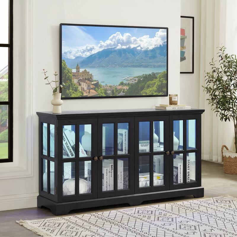 LED Curio Display Cabinet Antique Display Cabinet with Glass Doors