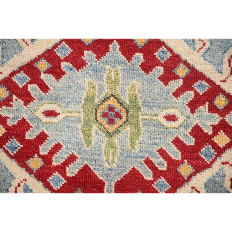 Light Blue Kazak Area Rug Hand-Knotted Traditional Wool Carpet - 6'6" x 9'7"