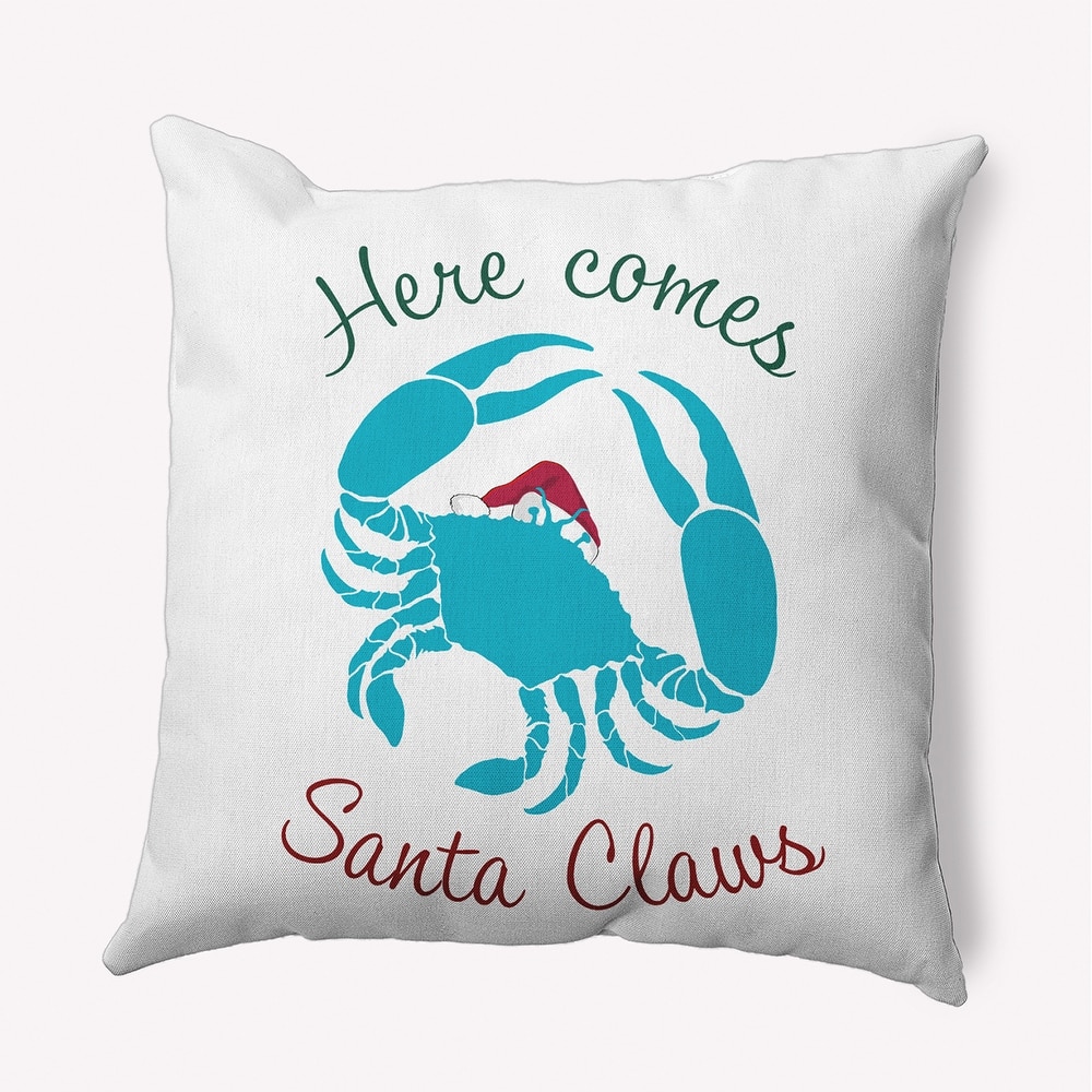 Santa Claws Crab Christmas Accent Pillow
