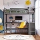 preview thumbnail 2 of 21, Merax Wooden Loft Bed with Shelves and Desk