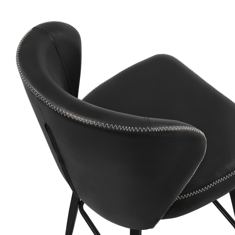 Modern Shell Back Swivel Bar Stool with Faux Leather Upholstered Seat and Metal Legs Counter Stool