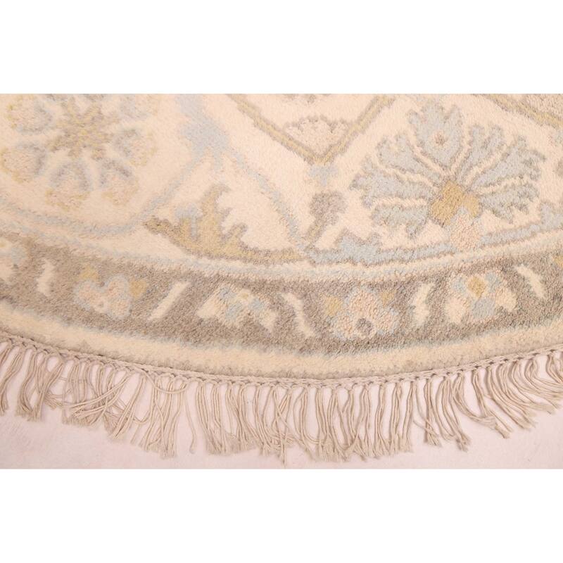 ECARPETGALLERY Hand-knotted Royal Oushak Ivory Wool Rug - 8'0 x 7'9
