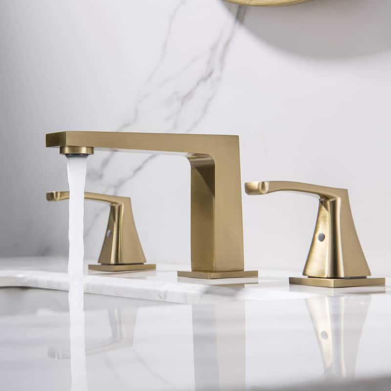 8 Inch Widespread Bathroom Faucet 3 Hole Bathroom Sink Faucet 2 Handle Commercial Modern Deck Mounted Bathroom Basin Vanity Tap - Brushed Gold