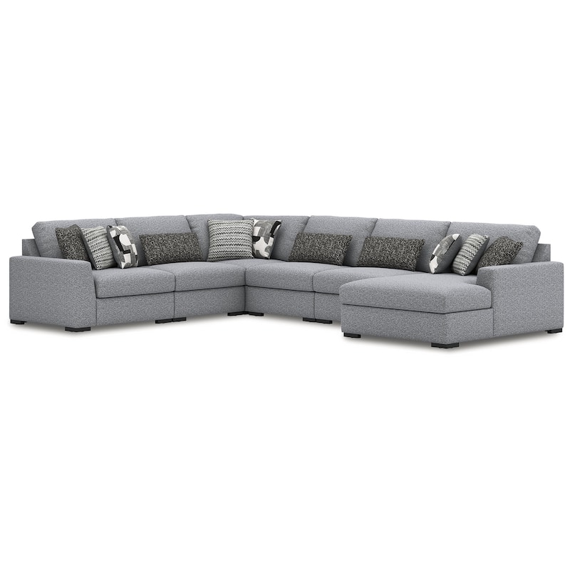 Signature Design by Ashley Bealton Gray 6-Piece Sectional with Chaise - 174" W x 134" D x 41" H
