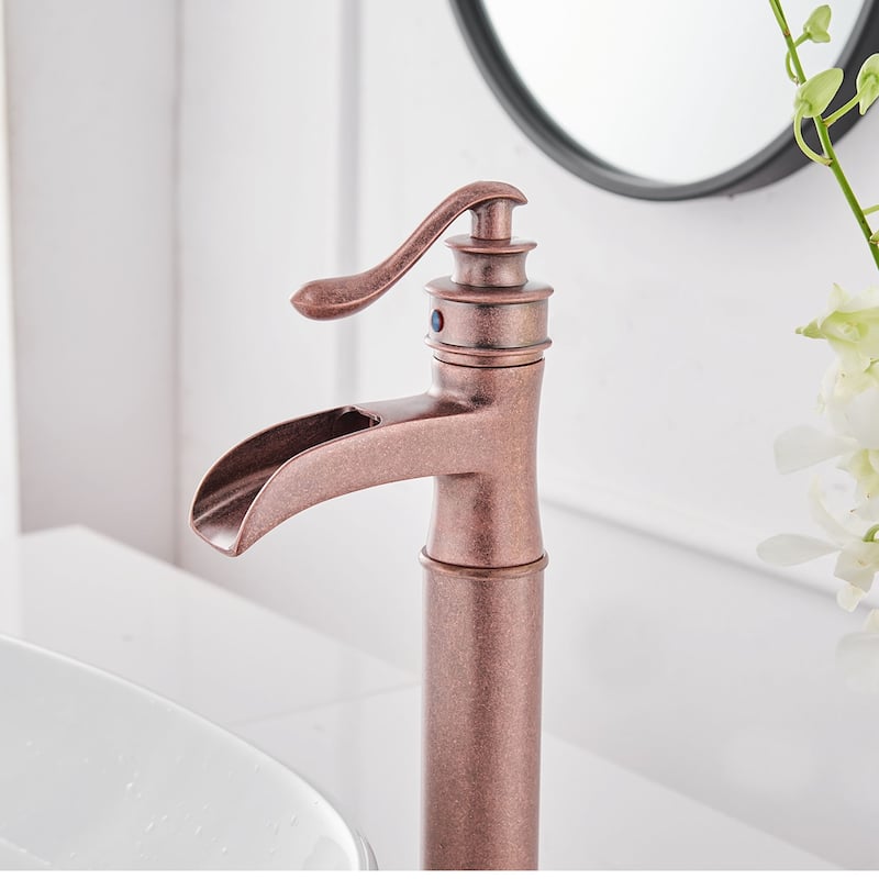 Copper Single Handle One Hole Bathroom Vessel Sink Faucet